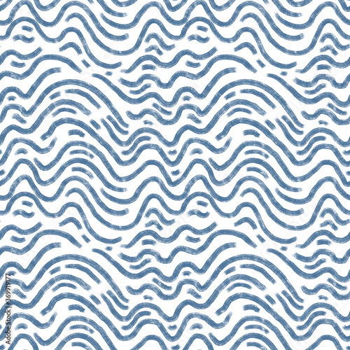 Seamless pattern with blue waves. Design for backdrops with sea, rivers or water texture. Repeating texture. Figure for textiles.