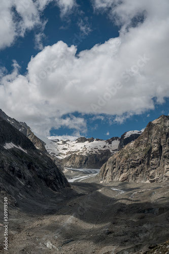 view into Oberaletsch Valley with the glacier