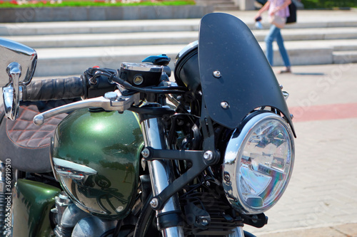 Green bike at bikers gathering  Chisinau  Moldova