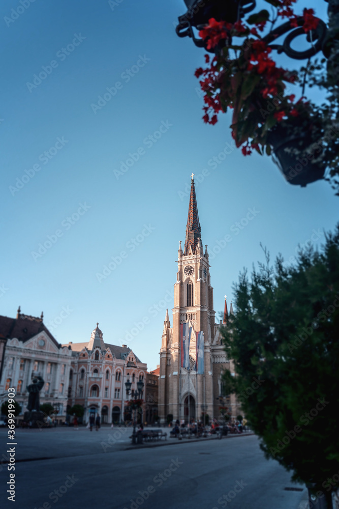 Catholic Cathedral of the Virgin Mary in the center of Novi Sad, travel to Serbia