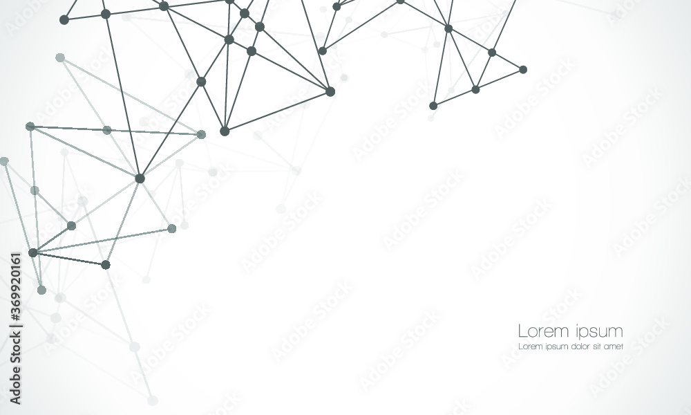 Obraz premium Network nodes, digital connection background with polygonal shapes on white, Vector. science technology, data structure, connected points, web.