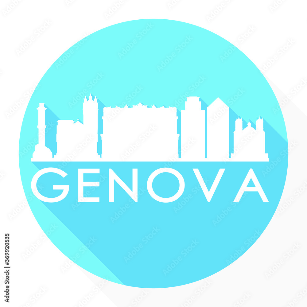 Genova Italy Flat Icon Skyline Silhouette Design City Vector Art.