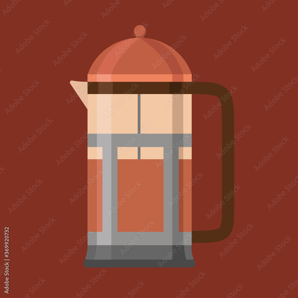 French press with tea inside French press with tea inside