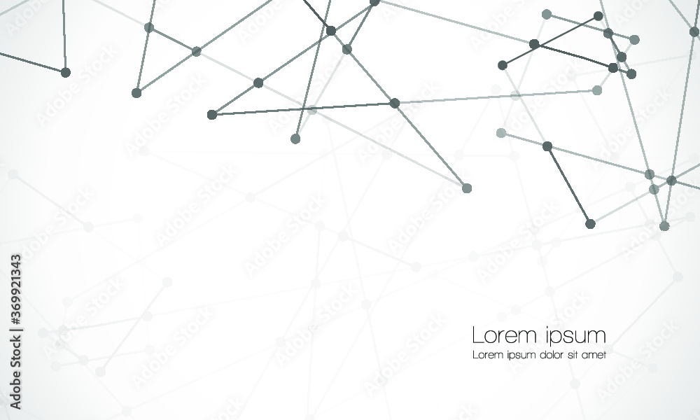 Network nodes, digital connection background with polygonal shapes on white, Vector. science technology, data structure, connected points, web.