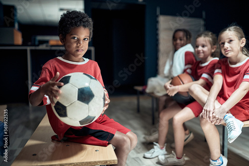 The little soccer players posing before a training © luckybusiness