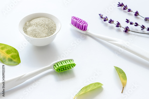 Herbal dental care - tooth powder with toothbrush