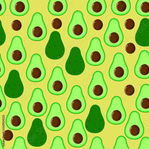 Seamless pattern with avocado, vector illustration