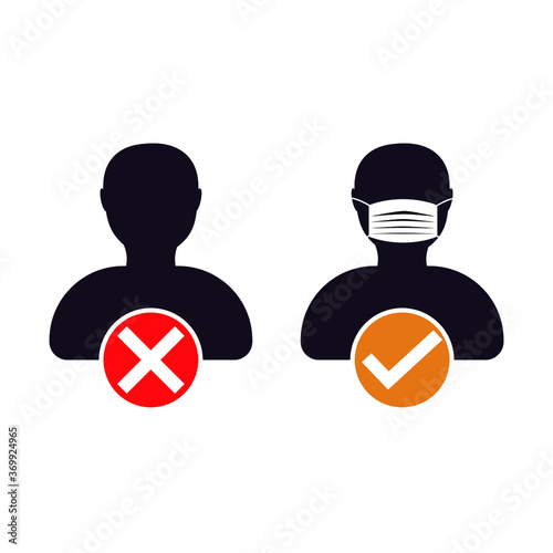 No entry without a face mask or wearing a mask icon. Vector illustration eps 10