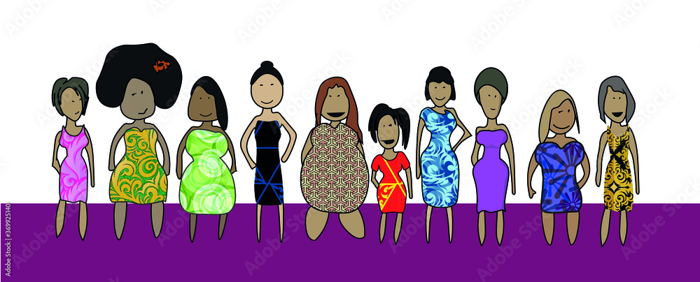 Premium Vector  Tall, short, fat and thin people group.