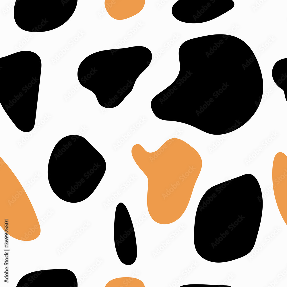 Fototapeta Seamles Abstract Stones Pattern on White Background, Nature Hand Drawn Shapes, Modern Pattern