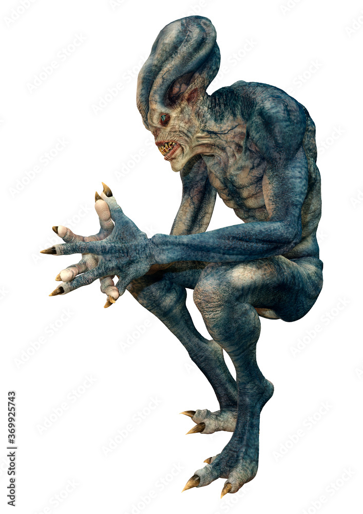 Obraz premium 3D Rendering Blue Alien on White