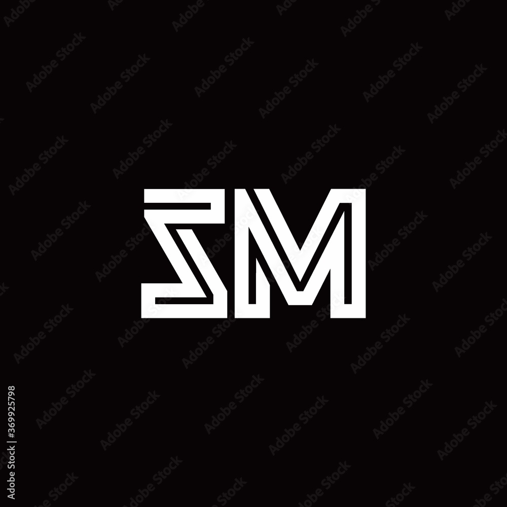 SM monogram logo with abstract line