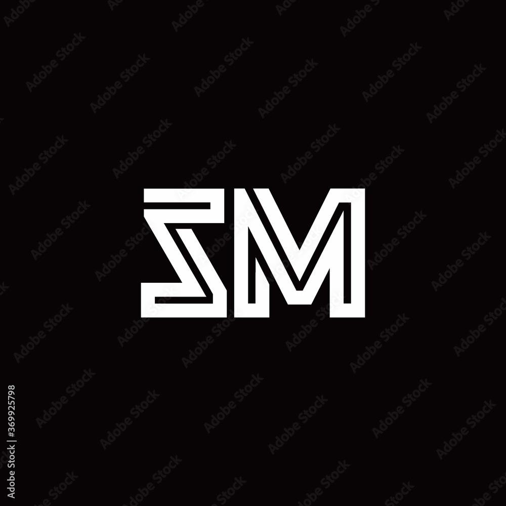 SM monogram logo with abstract line SM monogram logo with abstract line