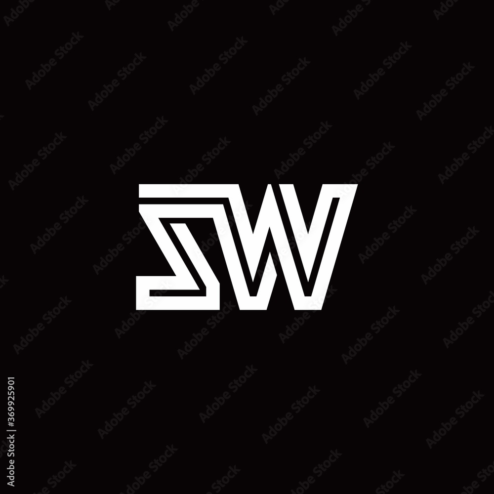SW monogram logo with abstract line SW monogram logo with abstract line