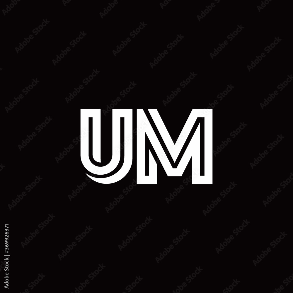 UM monogram logo with abstract line