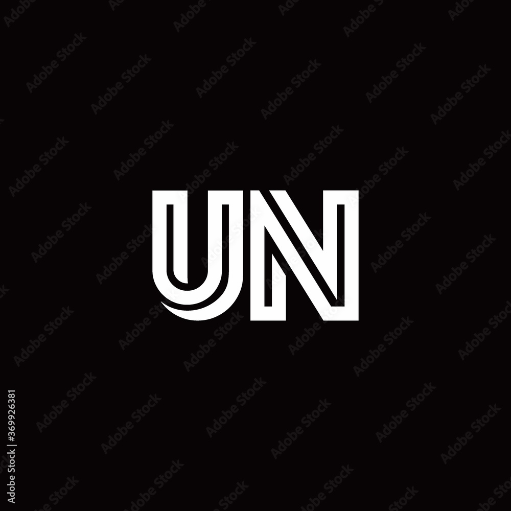 UN monogram logo with abstract line UN monogram logo with abstract line