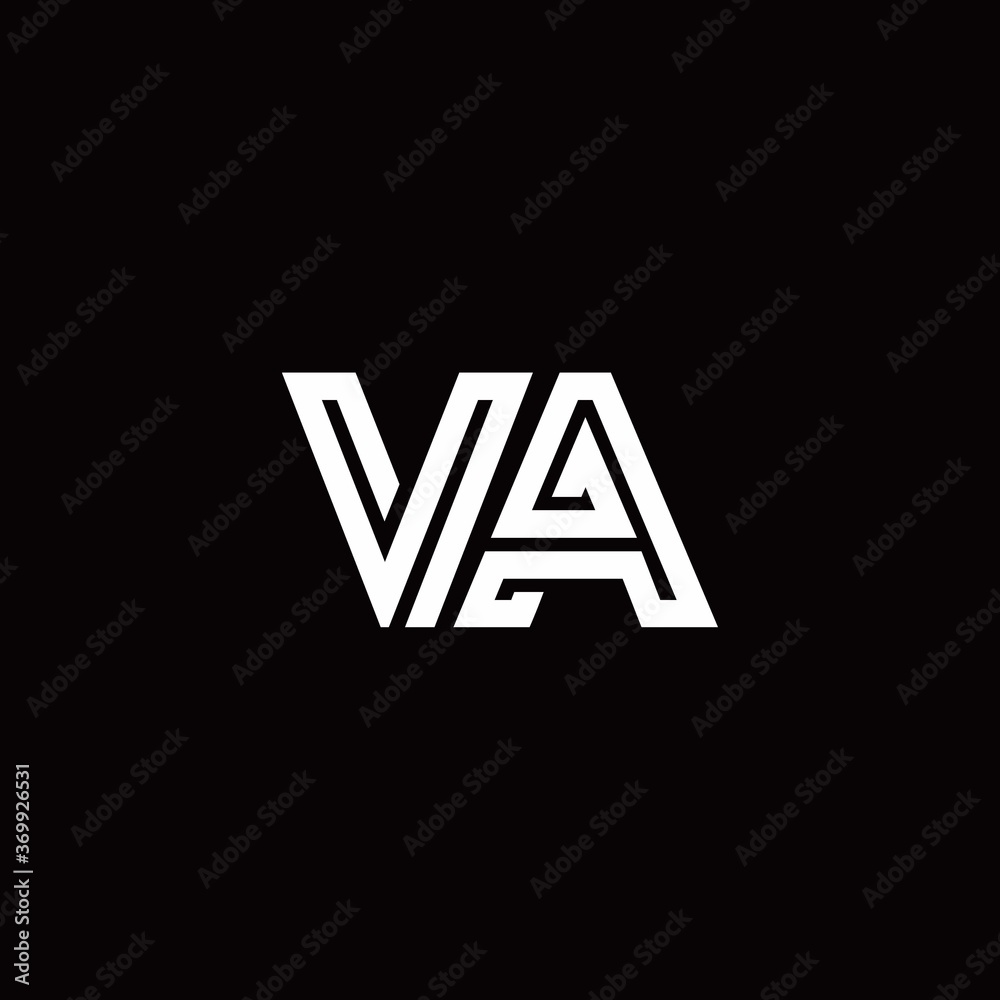 VA monogram logo with abstract line VA monogram logo with abstract line