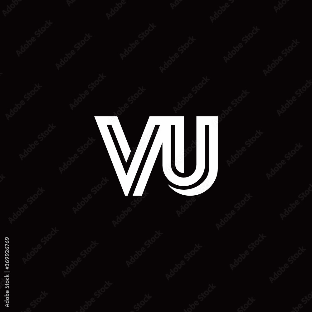 VU monogram logo with abstract line VU monogram logo with abstract line
