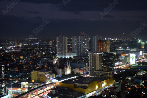 Quezon city overview during twilight in Philippines