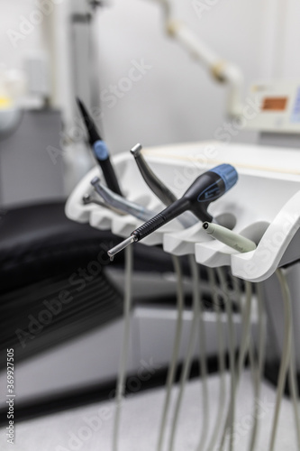 Different dental instruments and tools in a dentists office
