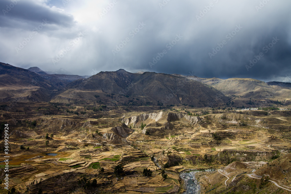 valley in peru with stunning view into the valley