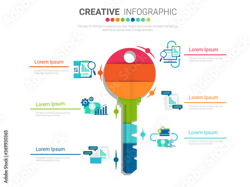 creative business key info-graphics flat design for present business related information concept vector