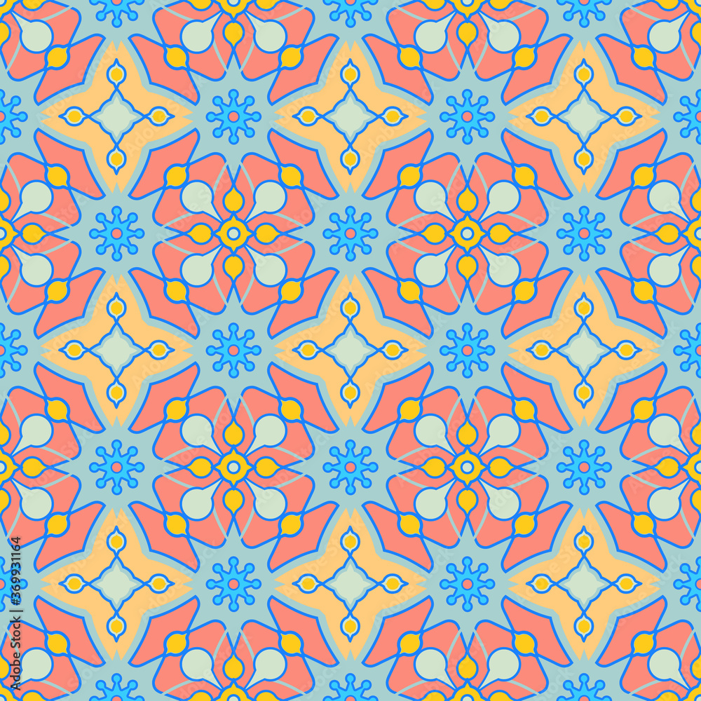 Floral background in oriental style. Seamless colorful pattern for design, textile and wallpaper
