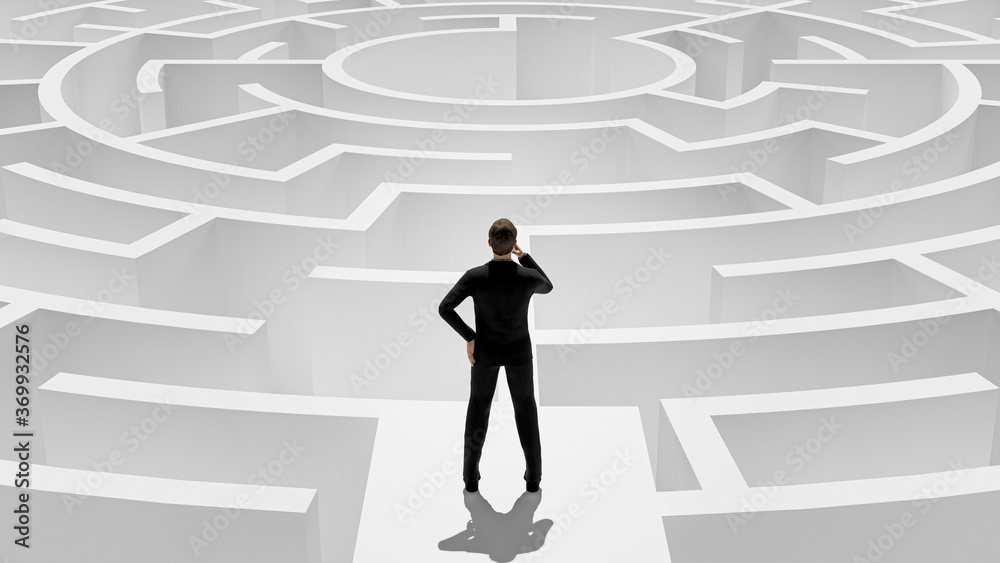 3D Rendering. 3D Businessman Standing in front of the maze. Success soncept. 3D Rendering. 3D Businessman Standing in front of the maze. Success soncept.