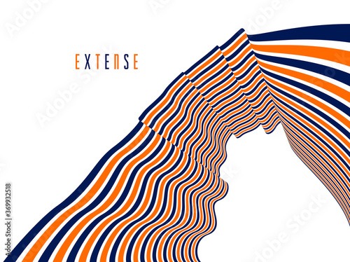 Abstract 3D trendy modern lines in perspective vector background, dimensional design cool element, funky style layout for ads posters banners and covers, perfect abstraction.