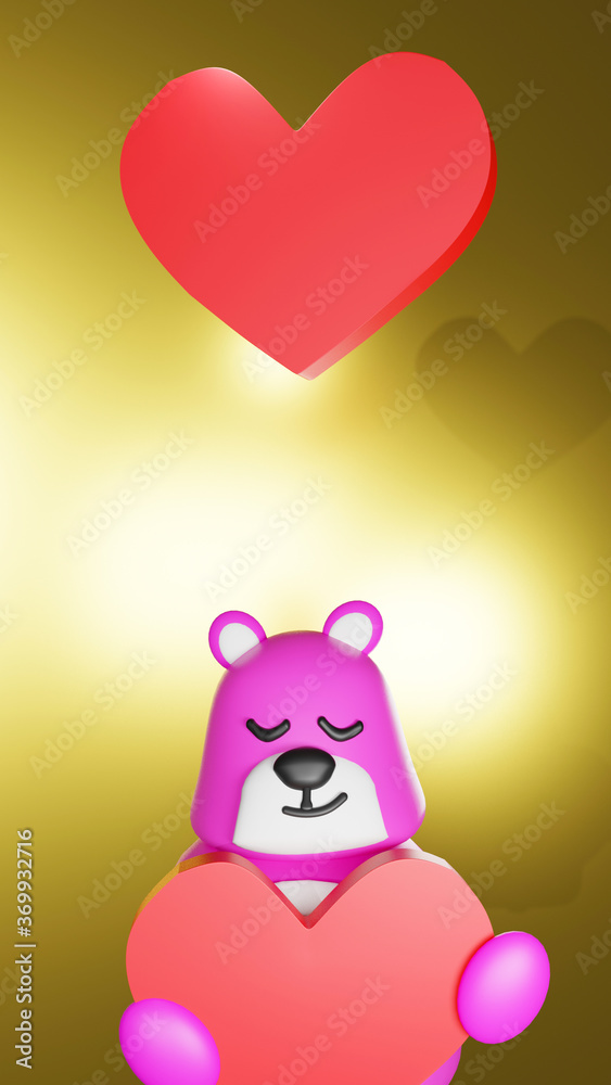 teddy bear with heart on white background. 3d render teddy bear with heart on white background. 3d render