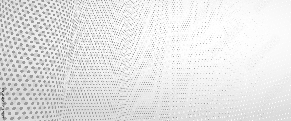 3D abstract monochrome background with dots pattern vector design, technology theme, dimensional dotted flow in perspective, big data, nanotechnology. - obrazy, fototapety, plakaty 