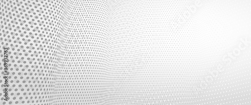 3D abstract monochrome background with dots pattern vector design  technology theme  dimensional dotted flow in perspective  big data  nanotechnology.