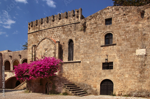 The Old Town of Rhodes, fountain and Decorative Art Collection Museum of Rhodes in Argyrokastrou Square