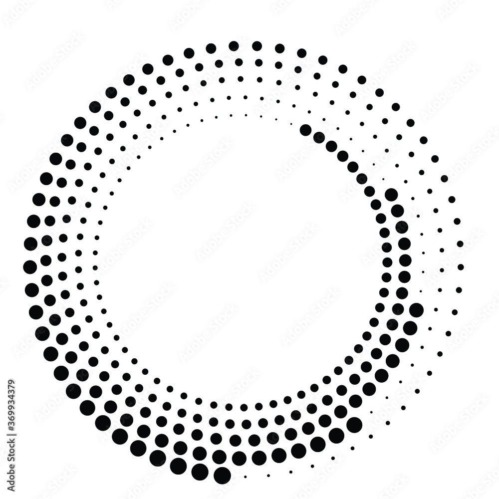 Halftone dots in circle form. round logo . vector dotted frame . design element