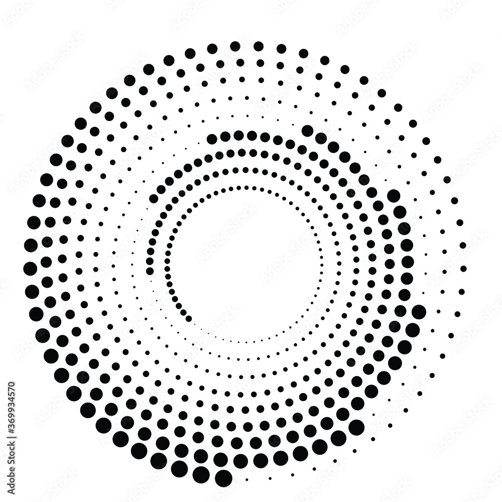 Halftone dots in circle form. round logo . vector dotted frame . design element