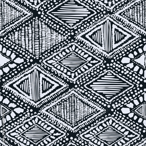 Printed textured embroidery Navajo tribal vector seamless repeat pattern design. Great for home decor, wrapping, fashion, scrapbooking, wallpaper, gift, kids, apparel.