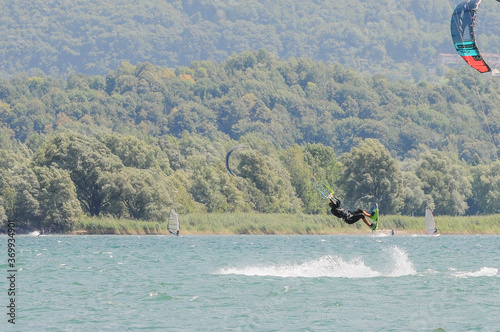 Photography kite surfing on the beach