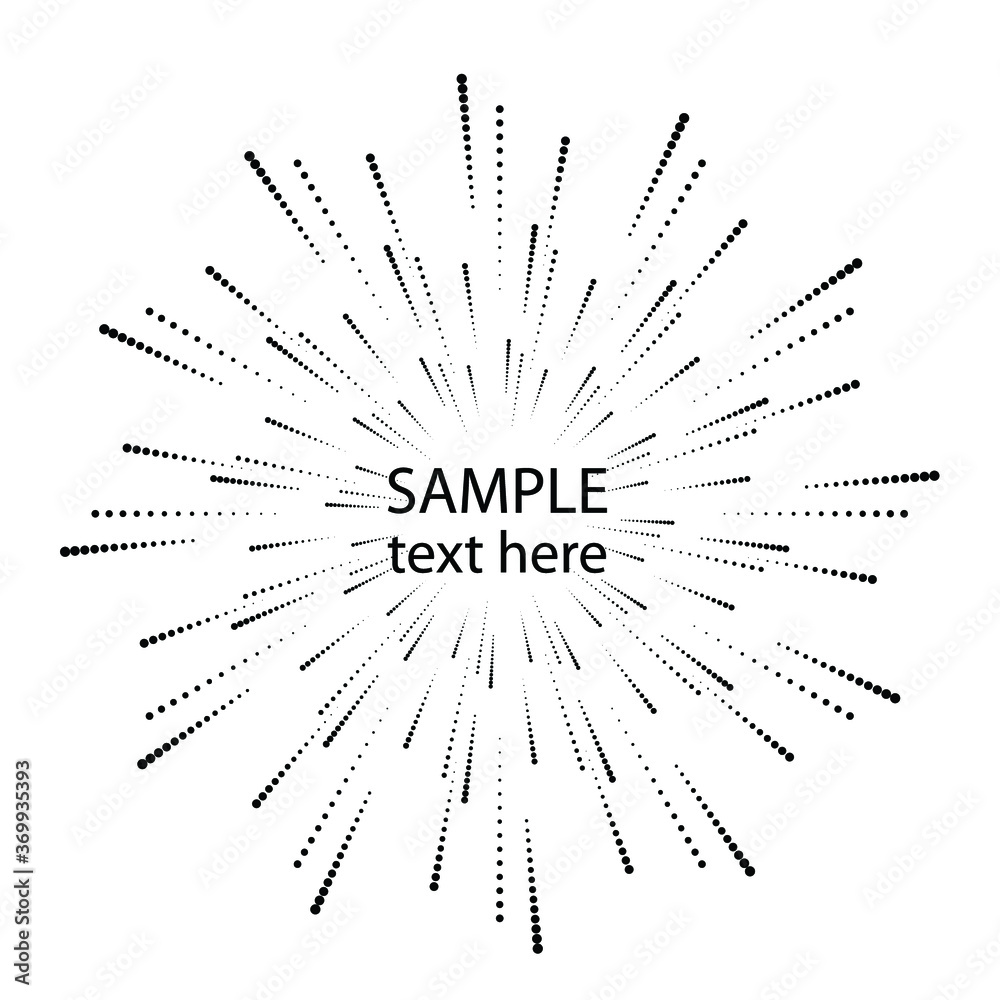 Obraz premium Radial halftone dots in Circle Form for comic books . fireworks Explosion background . Vector Illustration . Starburst round Logo . Circular Design element . Abstract Geometric star rays . Sunburst .