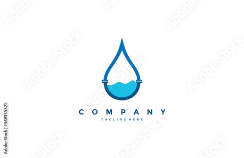 Water drop plumbing logo design template