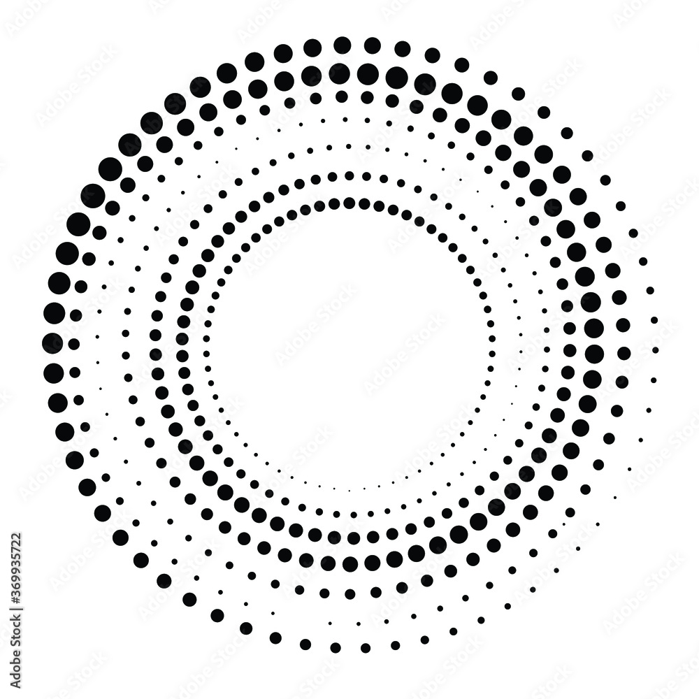 Halftone dots in circle form. round logo . vector dotted frame . design element