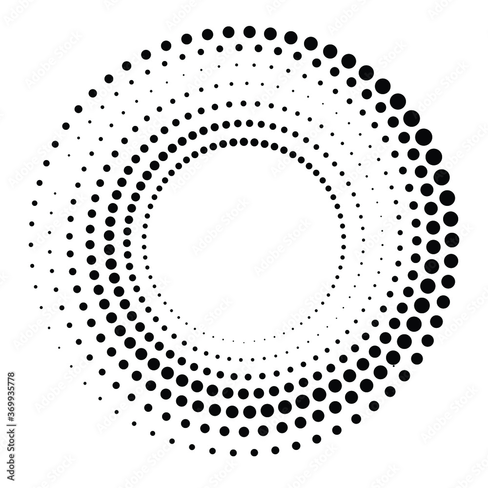 Halftone dots in circle form. round logo . vector dotted frame . design element