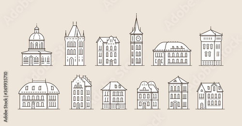 Historic building icon set. Architecture, city concept
