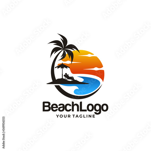 Fototapeta Naklejka Na Ścianę i Meble -  Beach logo design Vector template