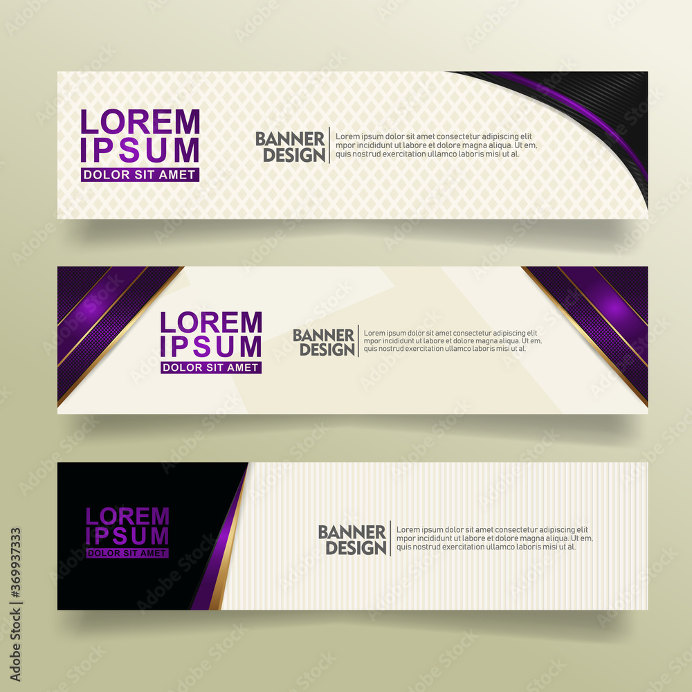 set abstract banner template design with flow line shape ornate on modern pattern background
