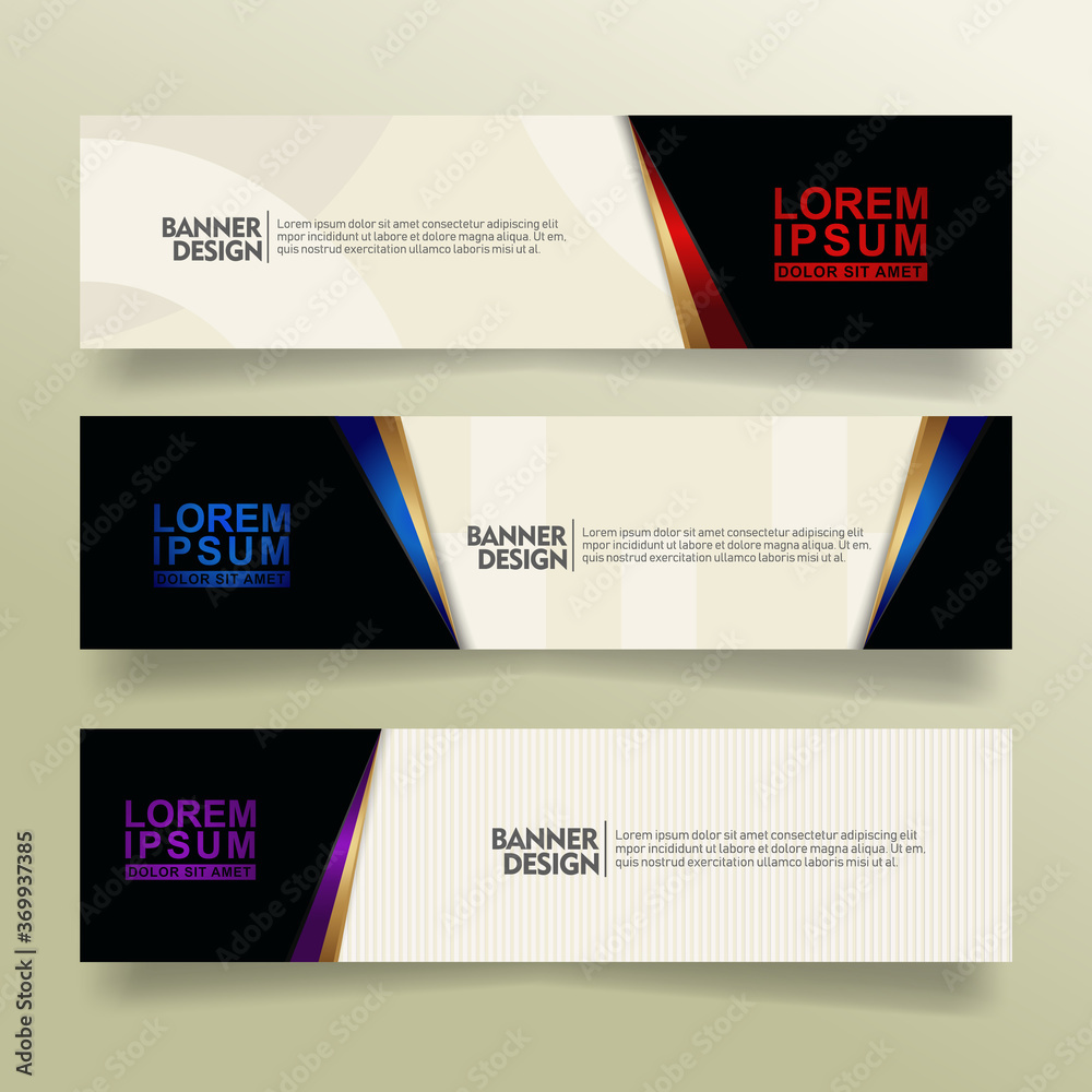 Fototapeta premium set abstract banner template design with flow line shape ornate on modern pattern background