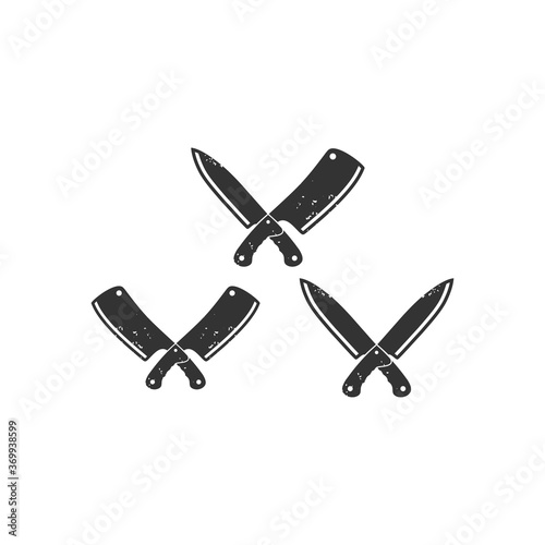 Vintage Retro Knife Butcher. Set of restaurant knives icons