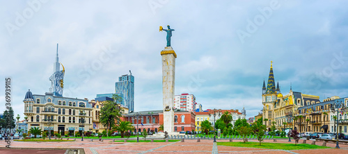 Panorama of the Europe Square in Batumi, Georgia photo