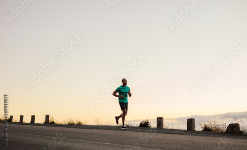 Man running on road
