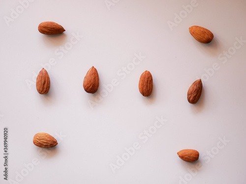 Group Almonds isolated background