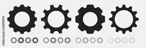 Simple Set of Black gear and cog wheel icons on white background. Mechanism , Progress , construction and settings concept icon of Isolated vector illustration.